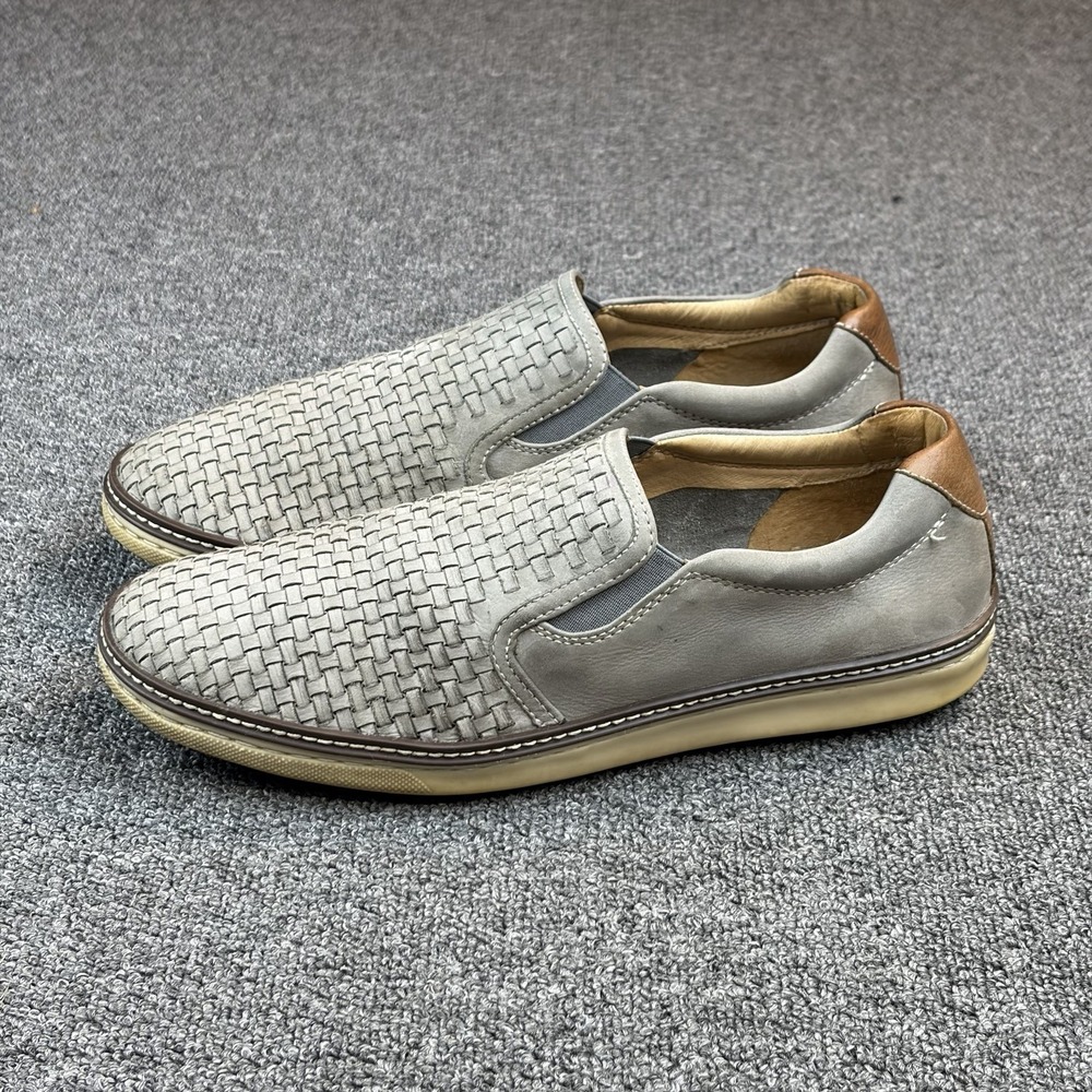J & M Johnston & Murphy Mens McGuffey Woven Sheep Skin Leather Slip On Shoes 10M